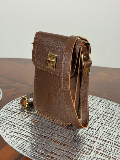 Genuine Leather Mini Flap Crossbody Bag