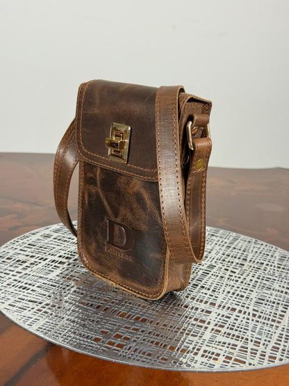 Genuine Leather Mini Flap Crossbody Bag