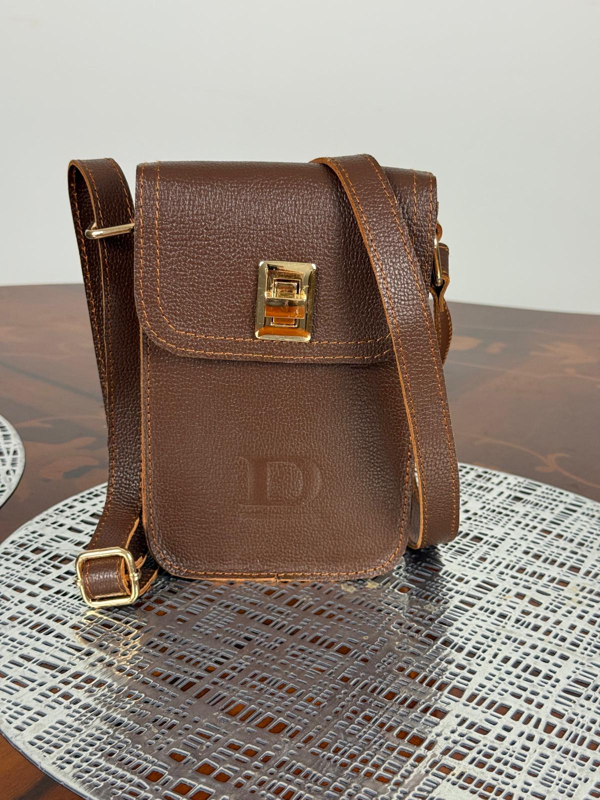 Genuine Leather Mini Flap Crossbody Bag
