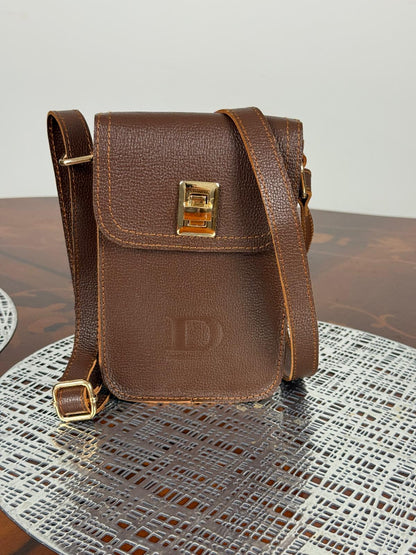 Genuine Leather Mini Flap Crossbody Bag