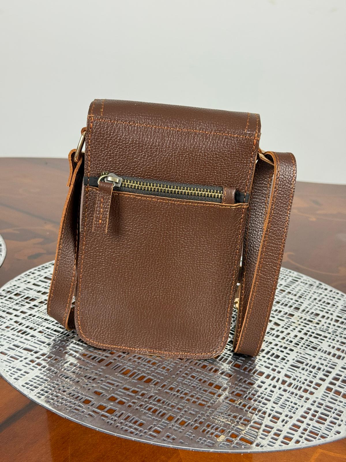 Genuine Leather Mini Flap Crossbody Bag