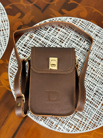 Genuine Leather Mini Flap Crossbody Bag
