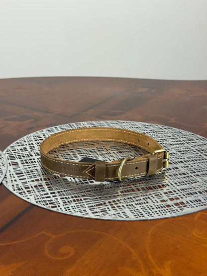 Genuine Leather Dog Collar and Leash Set