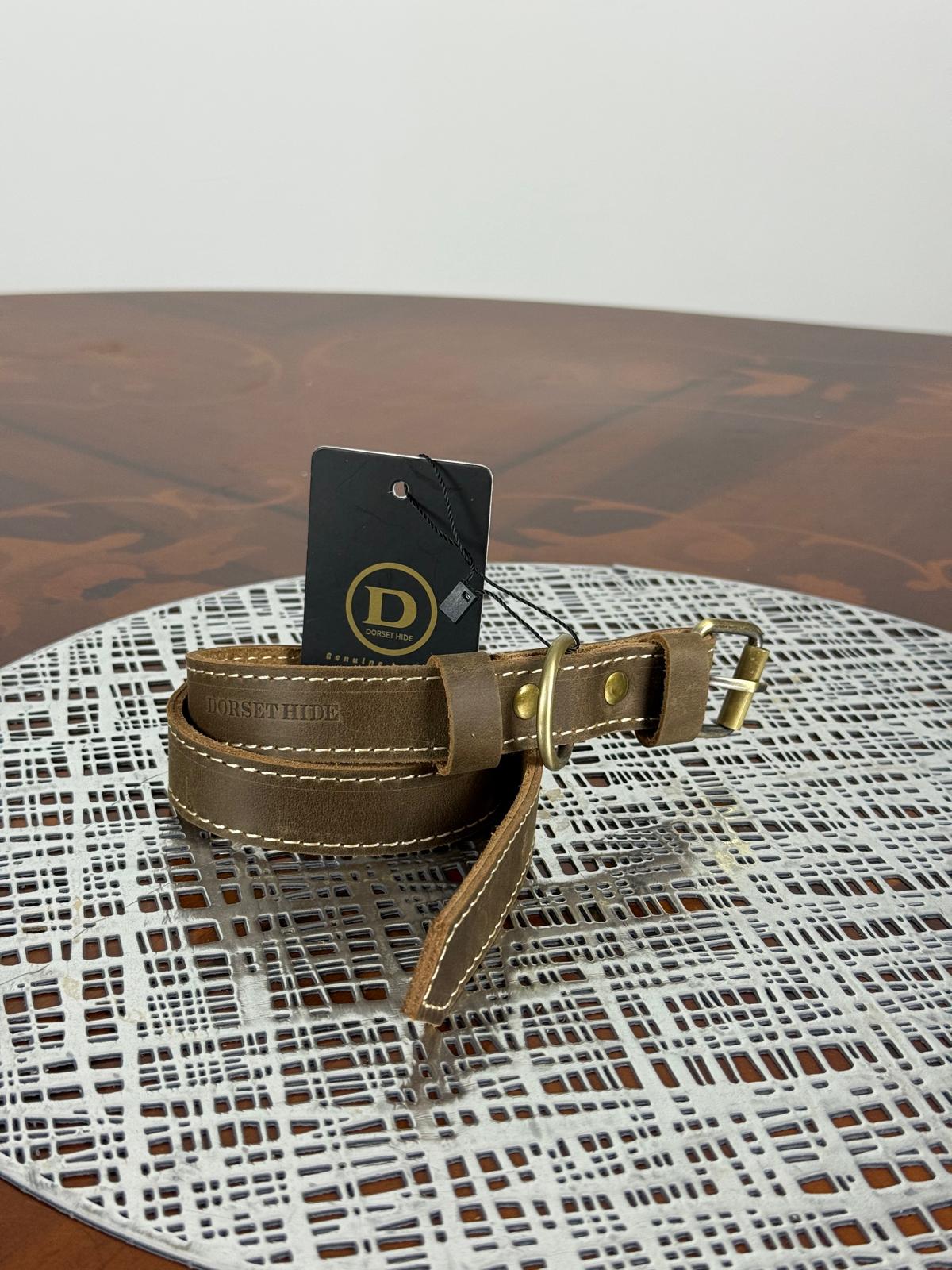 Heavy duty Genuine Leather Adjustable Dog Leash and Collar