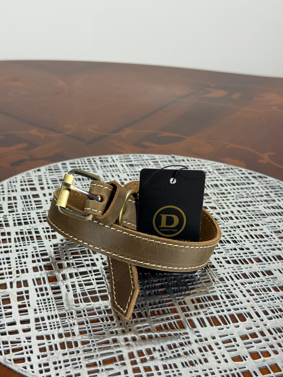 Genuine Leather Dog Collar and Leash Set