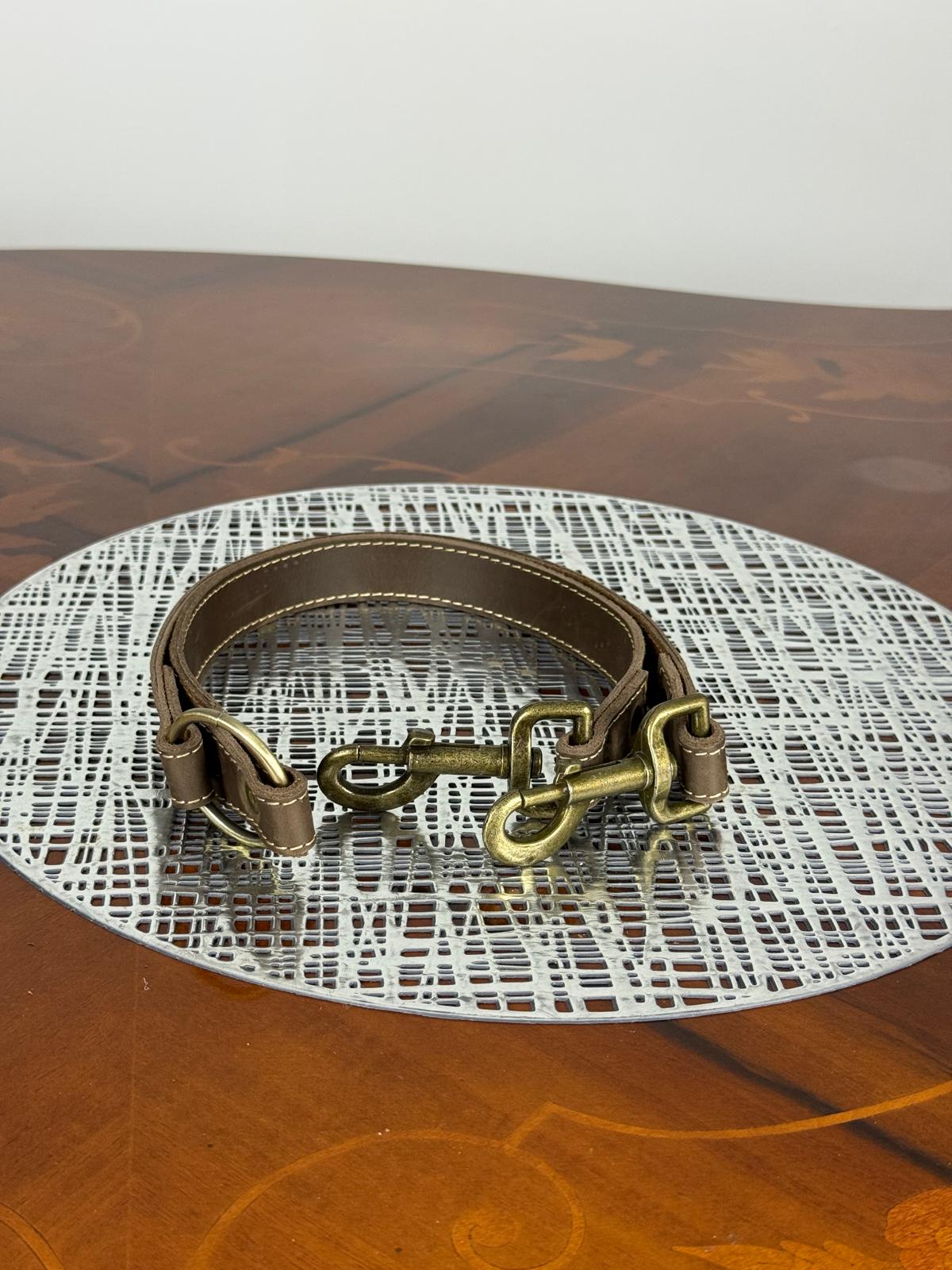 Heavy Duty Genuine Leather Leash and Coupler Set