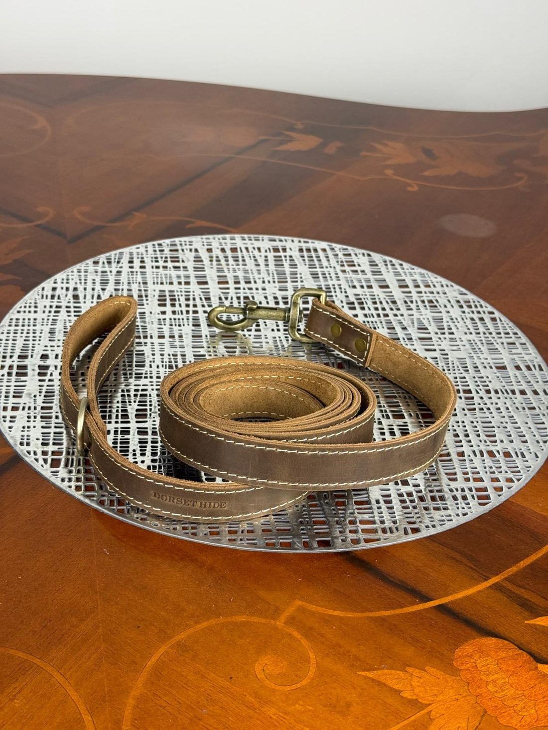 Genuine Leather Dog Collar and Leash Set