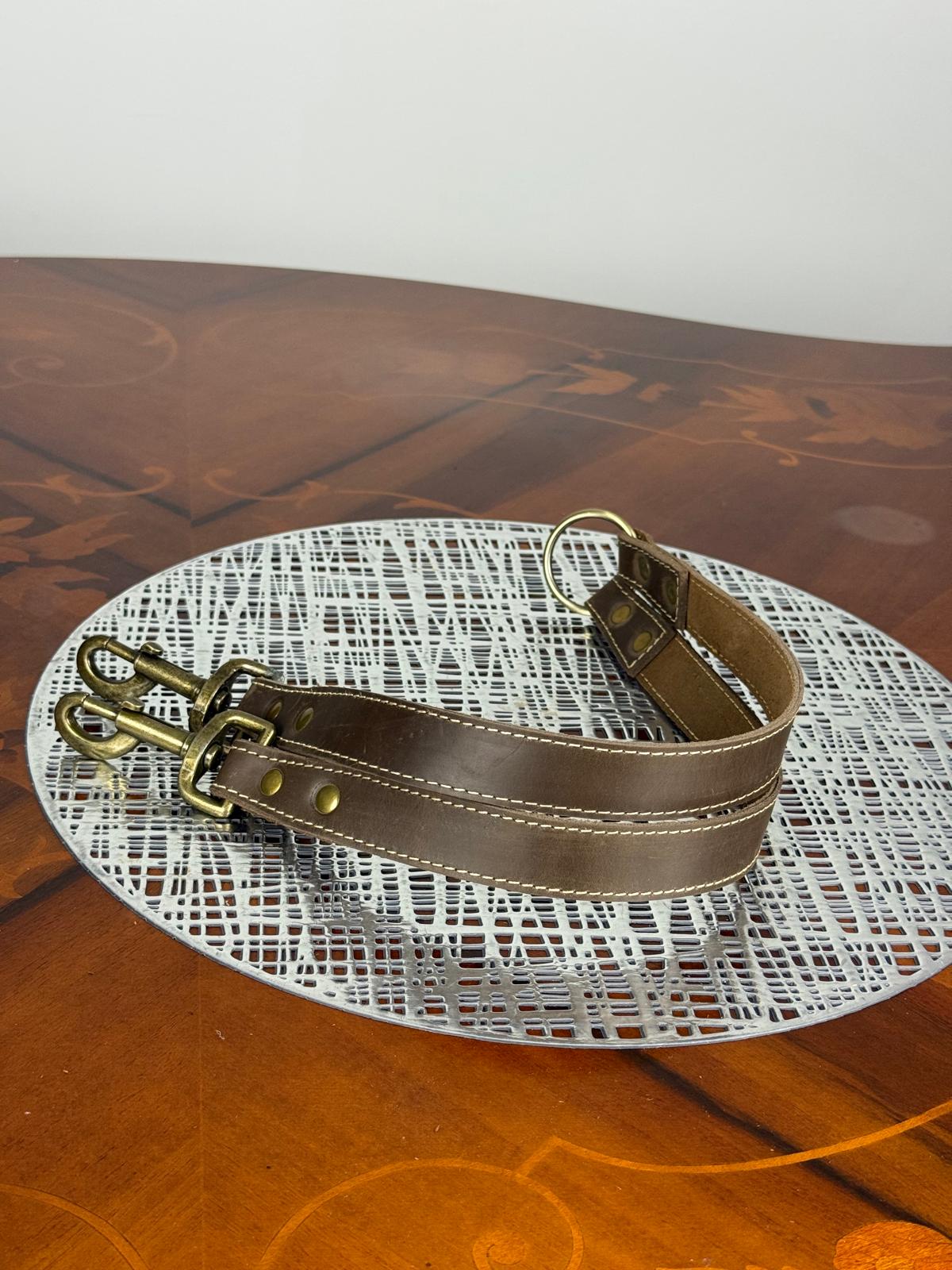 Heavy Duty Genuine Leather Leash and Coupler Set