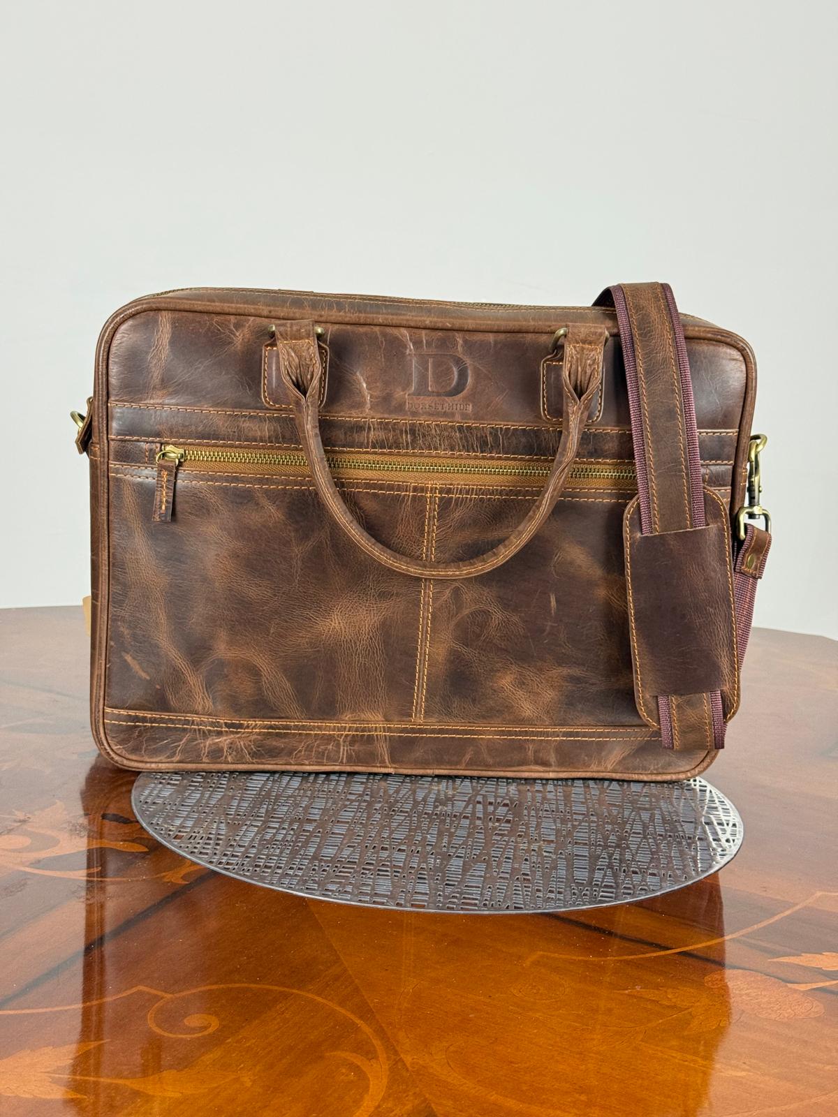 genuine leather messenger laptop bag