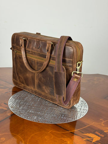 genuine leather messenger laptop bag