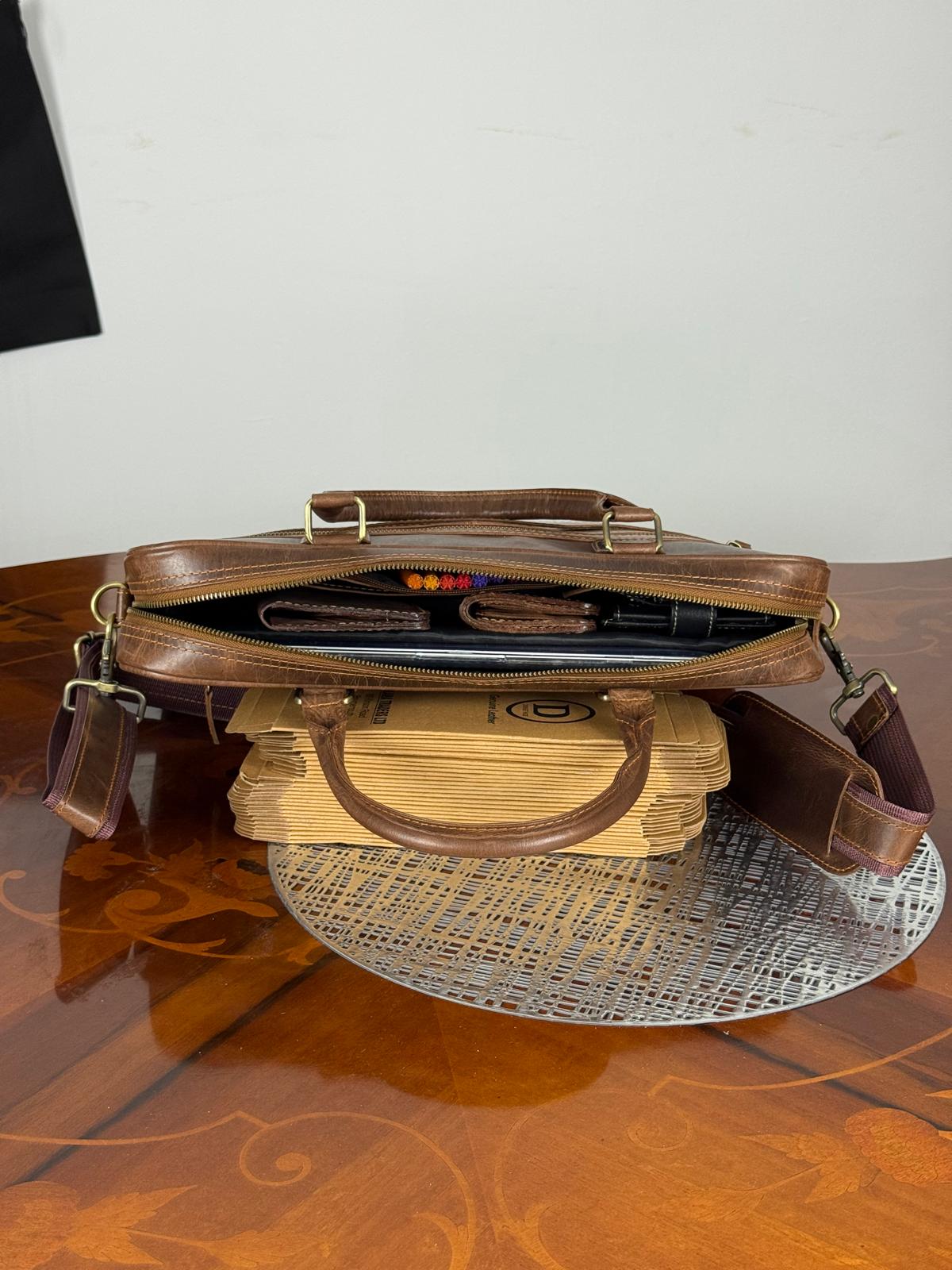 genuine leather messenger laptop bag