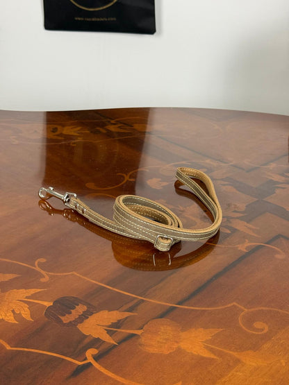 Genuine Leather Adjustable Slim Dog Leash and Double Dog Coupler  Set
