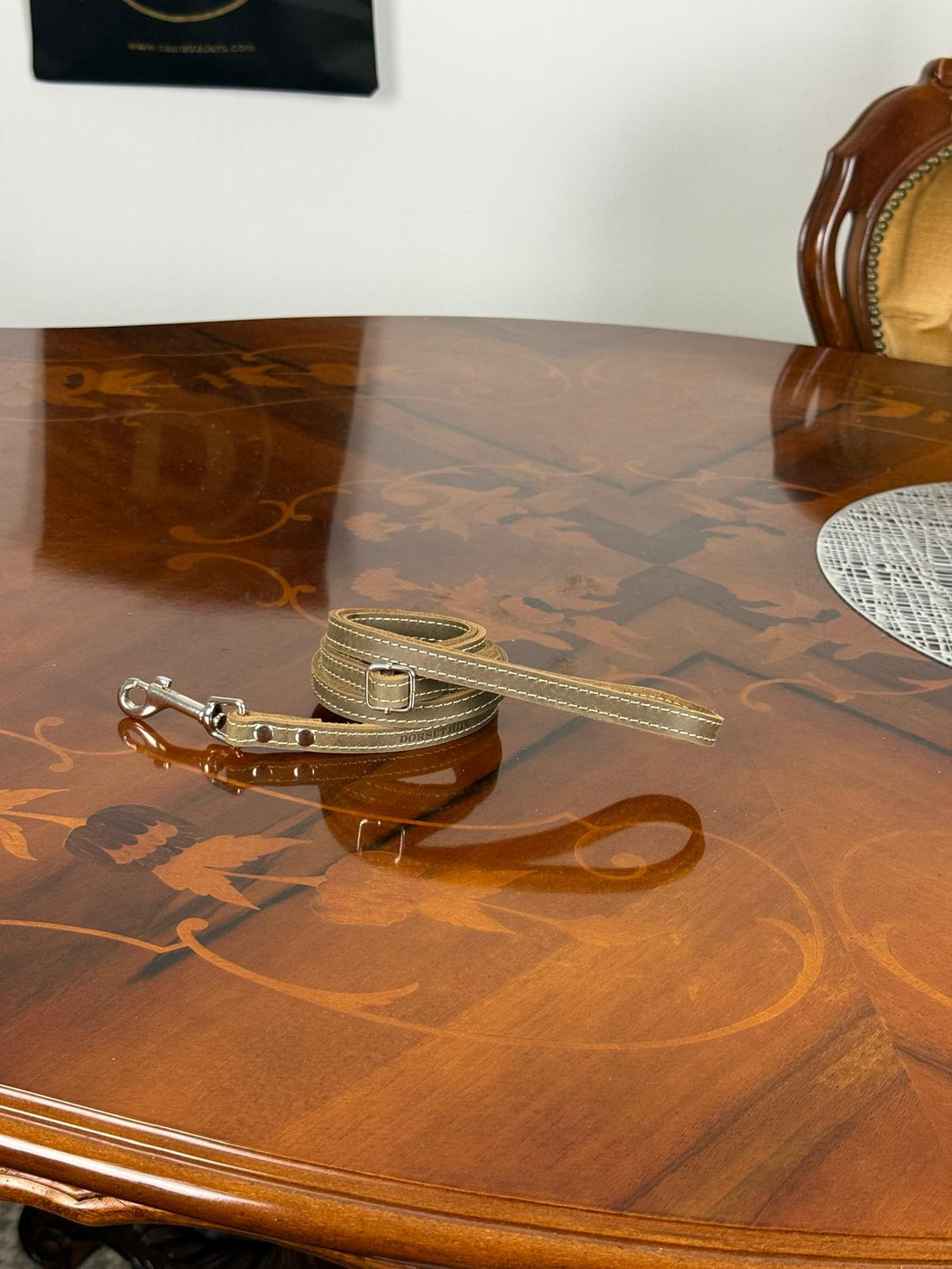 Genuine Leather Smart Adjustable Dog Leash and Collar Set , Small Medium Dogs