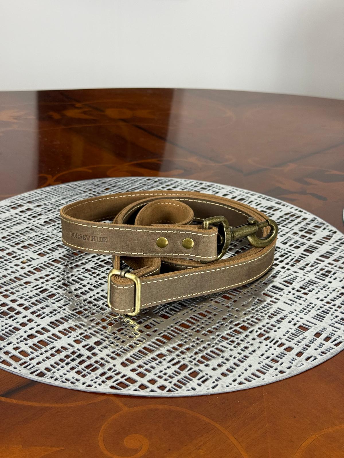 Heavy duty Genuine Leather Adjustable Dog Leash and Collar
