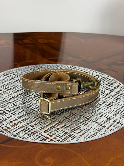 Heavy duty Genuine Leather Adjustable Dog Leash and Collar