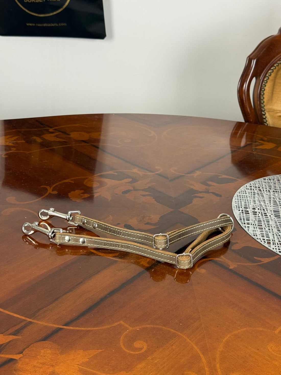 Heavy Duty Genuine Leather Adjustable Double dog  Splitter Coupler