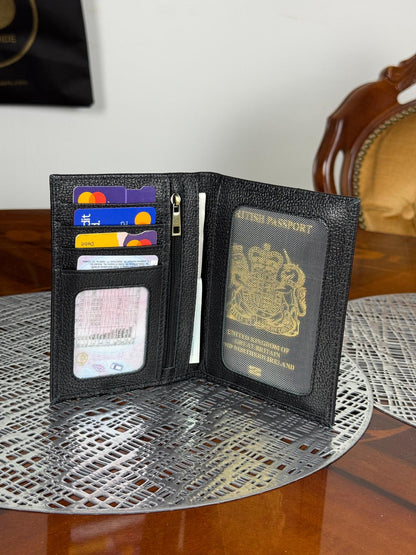 Genuine Leather RFID Passport Holder, Slim Travel Wallet, RFID Blocking Case