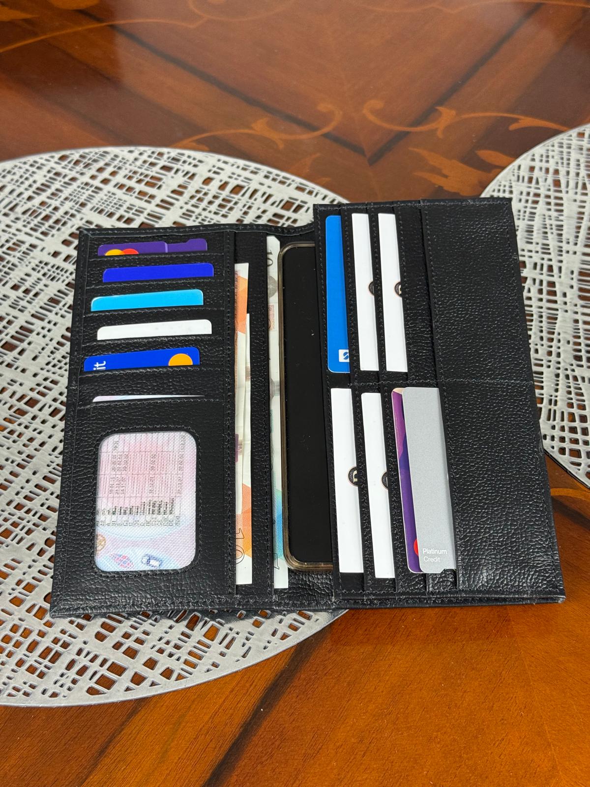 Genuine Leather RFID Mobile Holder Long Wallet iPhone Max Samsung Plus