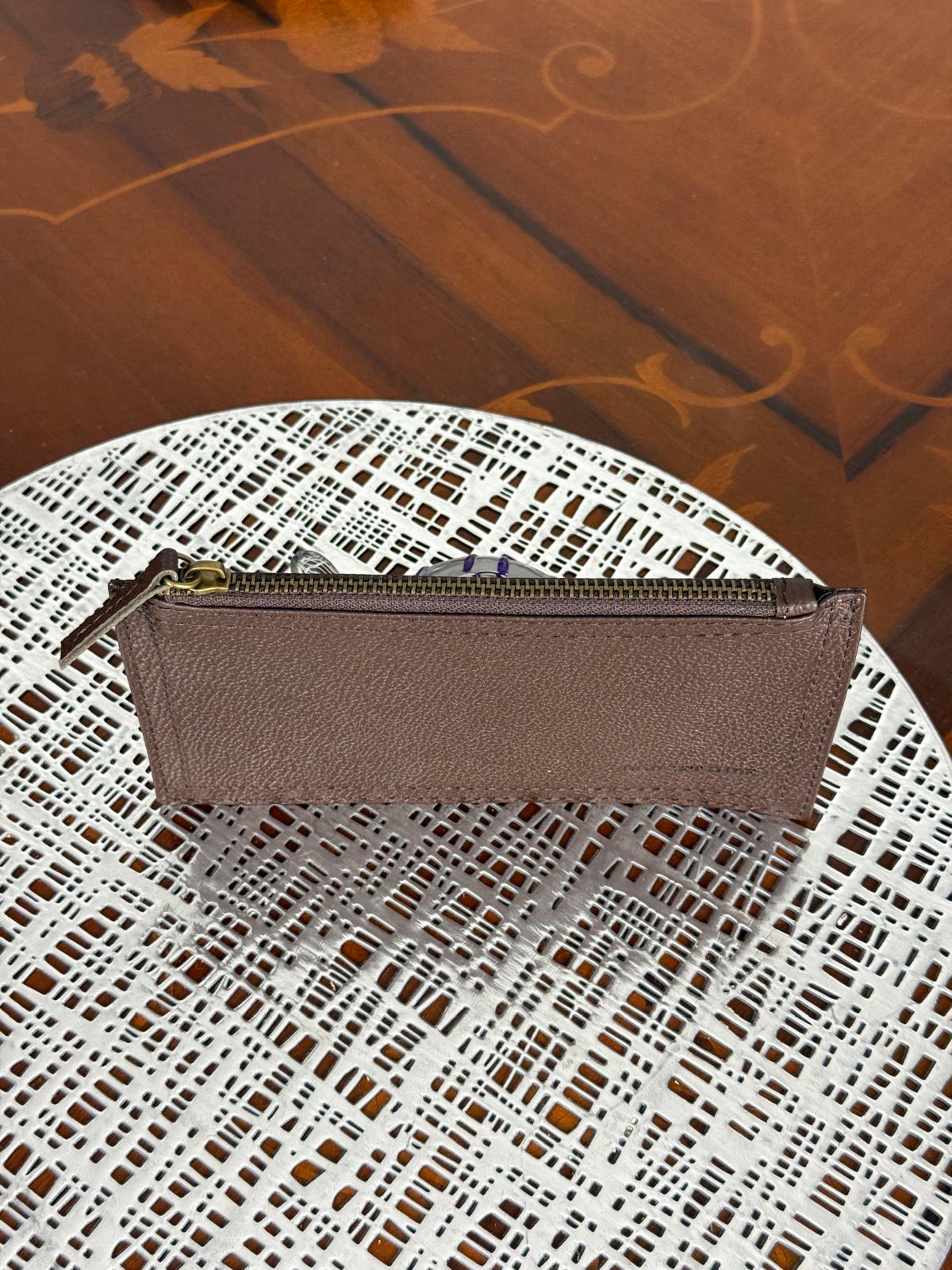 Genuine Leather Makeup Bag Brush Pouch Set, Waxed Grain Leather Cosmetic Bag