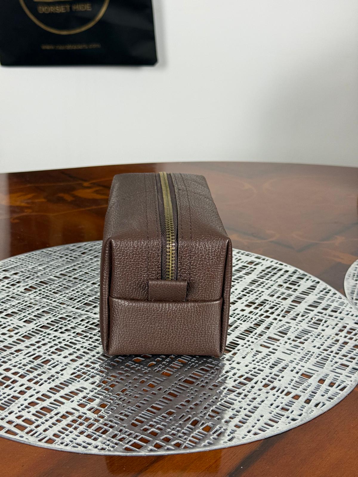 Genuine Waxed Leather Toiletry Bag, Unisex Dopp Kit Travel Wash Bag