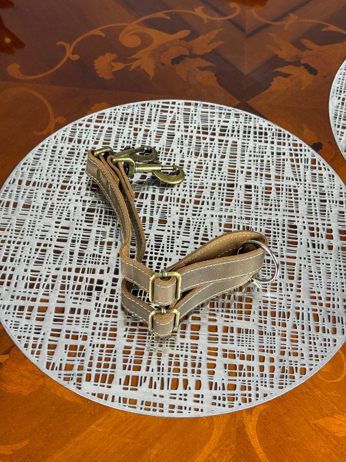 Heavy Duty Genuine Leather Adjustable Double dog  Splitter Coupler