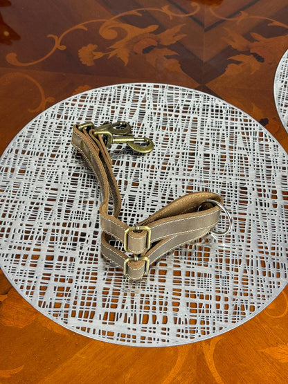 Heavy Duty Genuine Leather Adjustable Double dog  Splitter Coupler