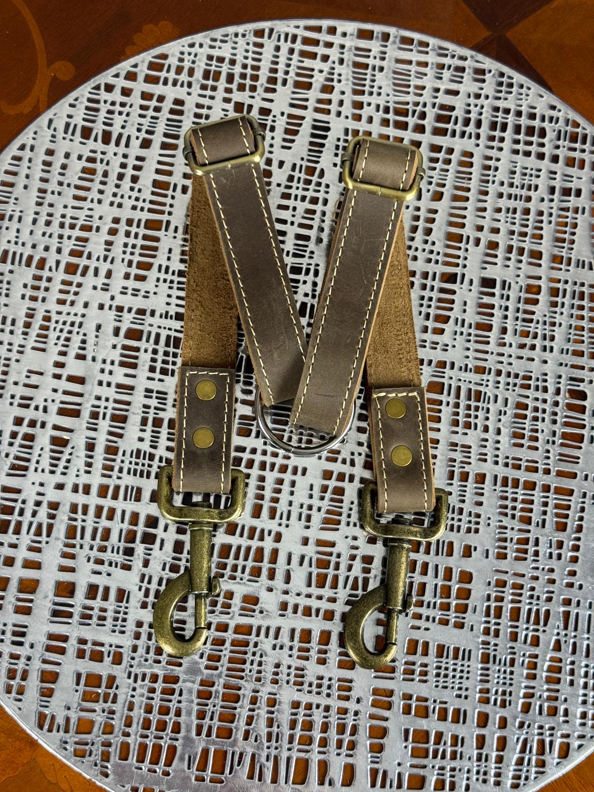 Heavy Duty Genuine Leather Adjustable Double dog  Splitter Coupler