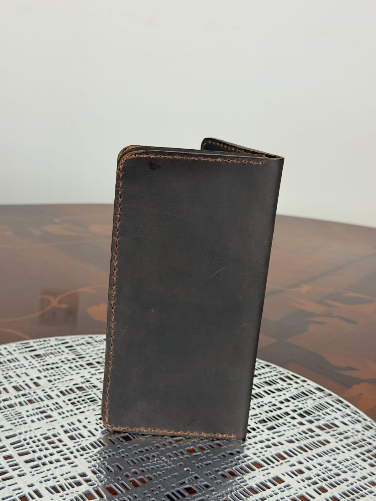 Handmade Unisex Genuine Leather Mobile Wallet Hand Stitched Phone Holder