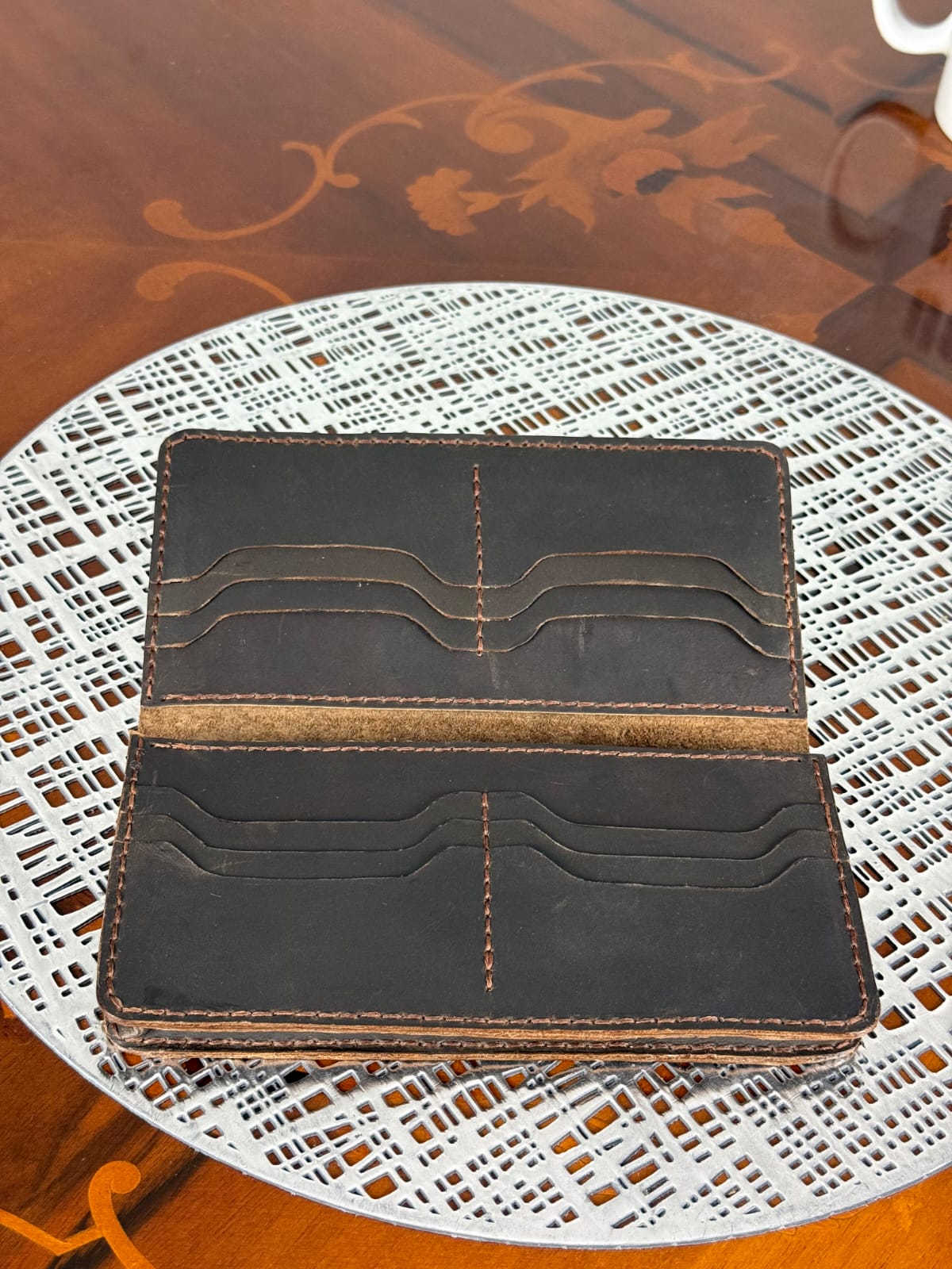 Handmade Unisex Genuine Leather Mobile Wallet Hand Stitched Phone Holder