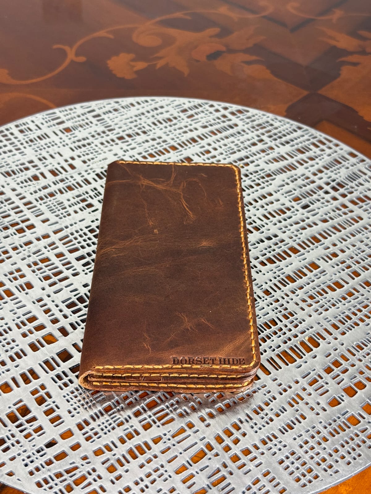 Handmade Unisex Genuine Leather Mobile Wallet Hand Stitched Phone Holder