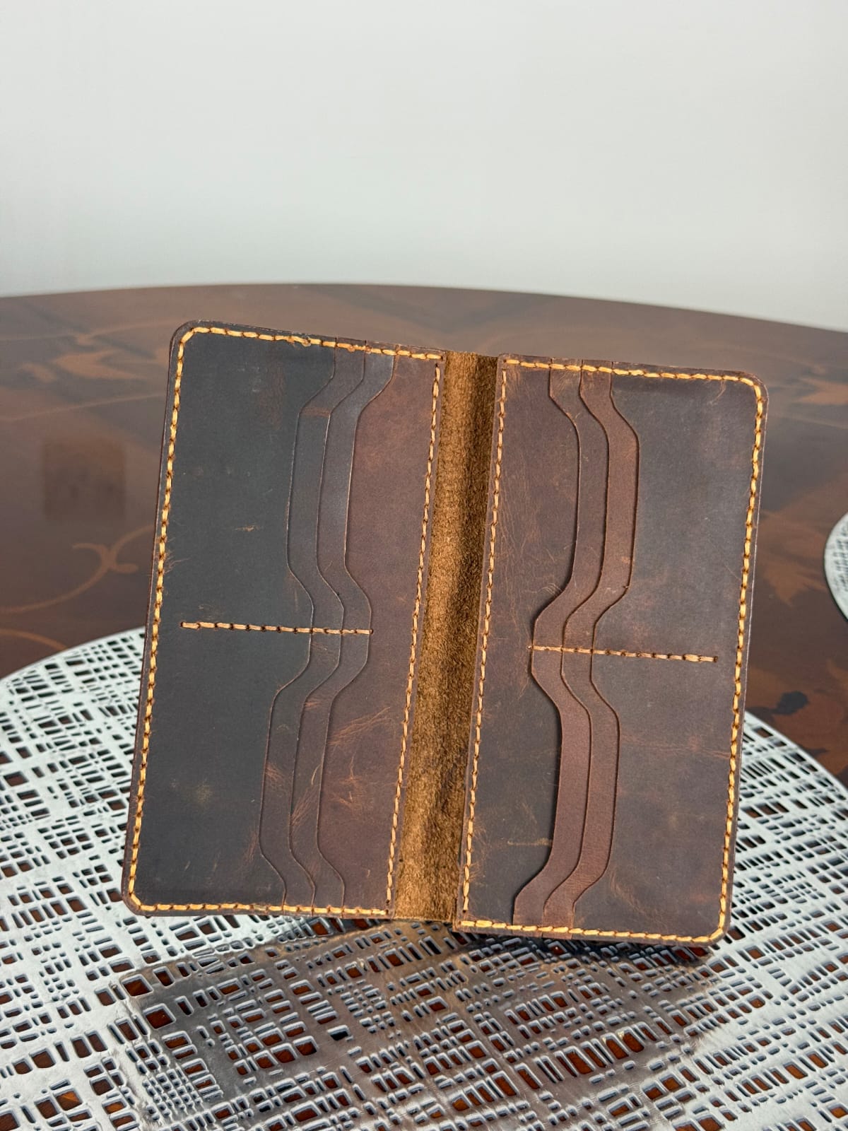 Handmade Unisex Genuine Leather Mobile Wallet Hand Stitched Phone Holder