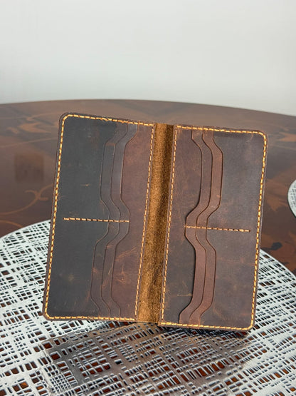Handmade Unisex Genuine Leather Mobile Wallet Hand Stitched Phone Holder