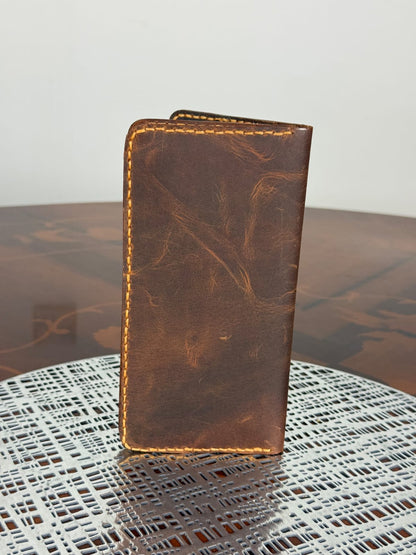 Handmade Unisex Genuine Leather Mobile Wallet Hand Stitched Phone Holder
