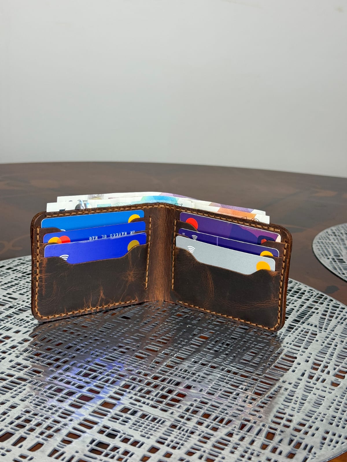 Genuine Leather Handmade RFID Wallet Slim Six Cards Wallet