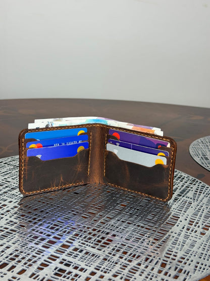 Genuine Leather Handmade RFID Wallet Slim Six Cards Wallet