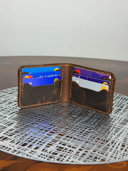 Genuine Leather Handmade RFID Wallet Slim Six Cards Wallet