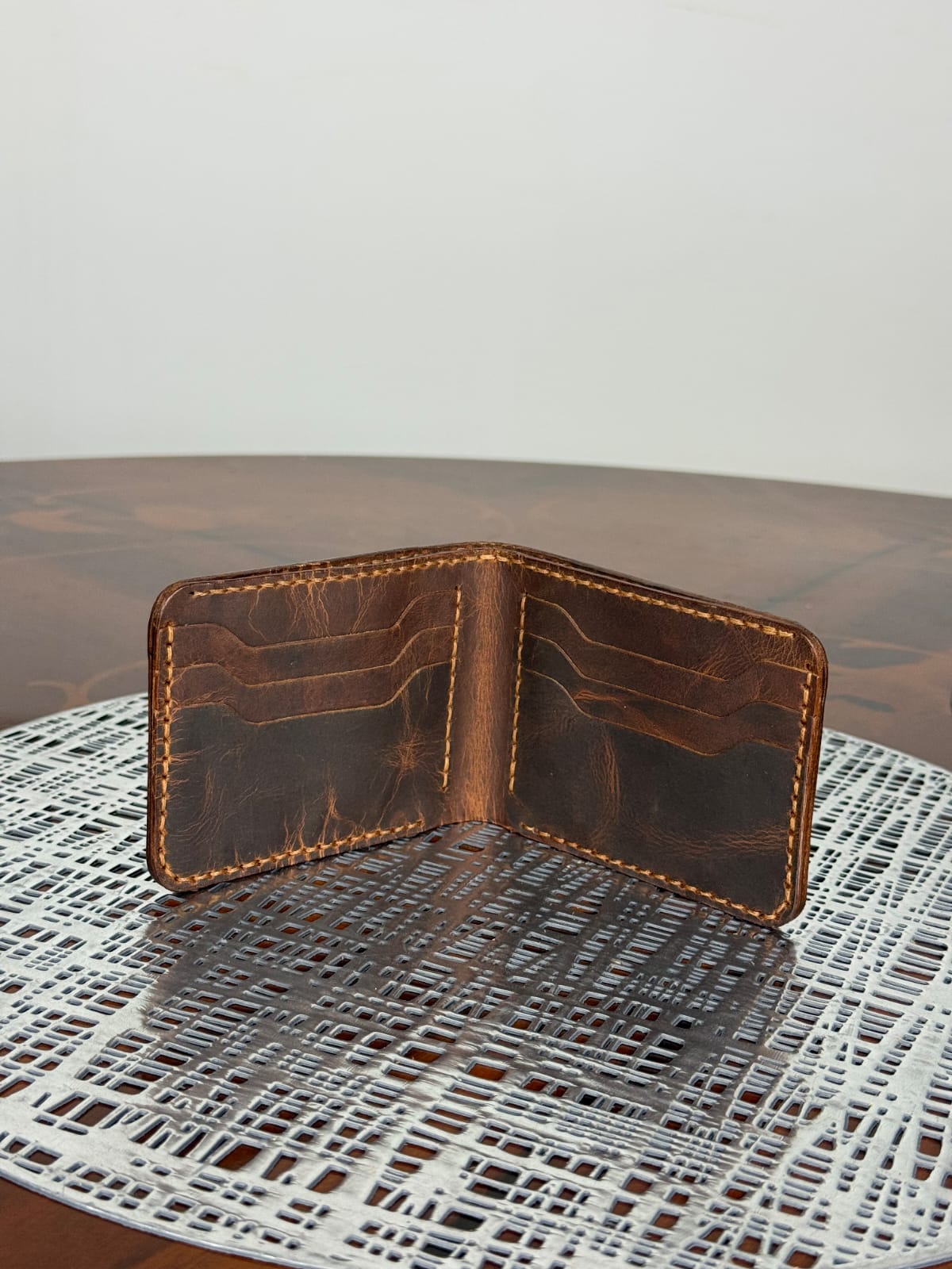 Genuine Leather Handmade RFID Wallet Slim Six Cards Wallet