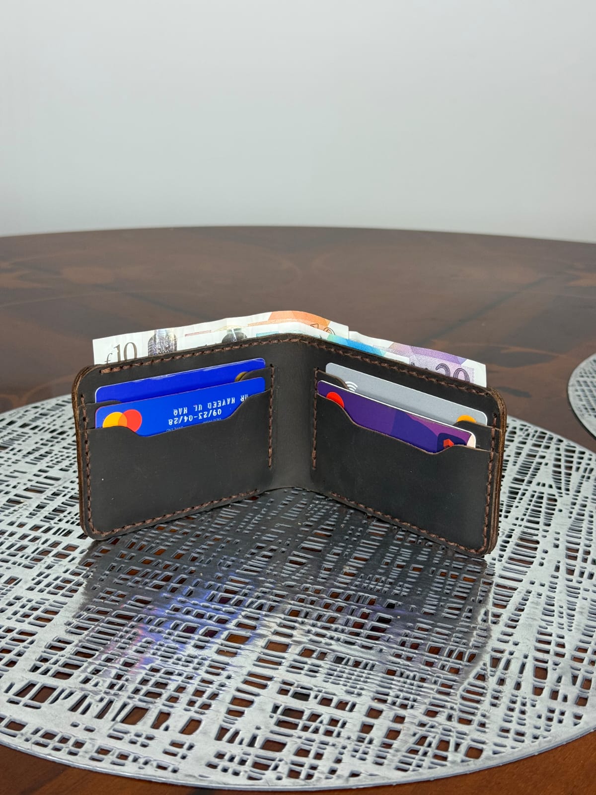 Genuine Leather Handmade RFID Wallet Slim Minimalist 4 Cards Wallet for Men