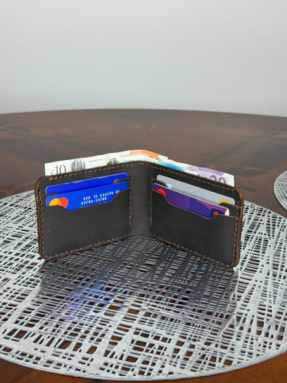 Genuine Leather Handmade RFID Wallet Slim Minimalist 4 Cards Wallet for Men