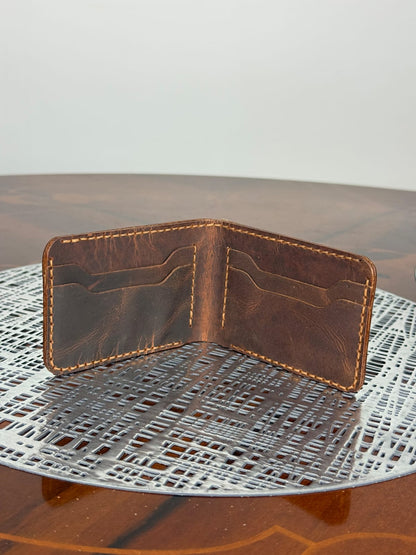 Genuine Leather Handmade RFID Wallet Slim Minimalist 4 Cards Wallet for Men