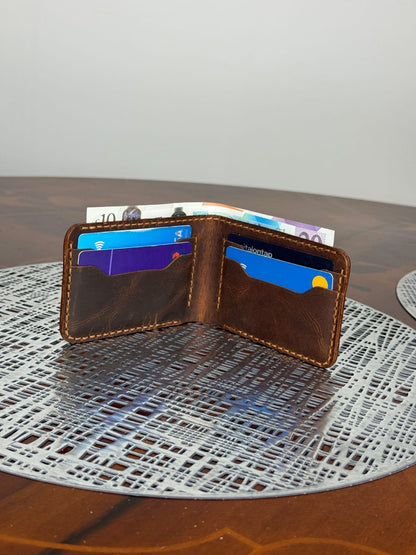 Genuine Leather Handmade RFID Wallet Slim Minimalist 4 Cards Wallet for Men