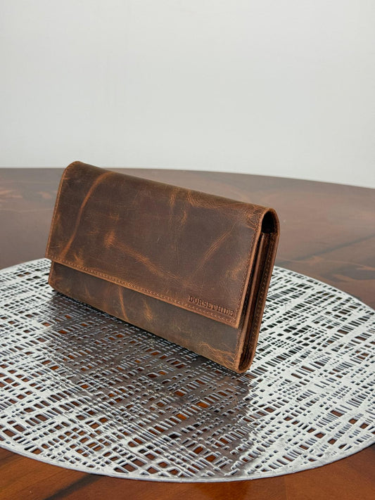 Genuine Leather Women Clutch Purse with Iphone Pro Max Phone compartment