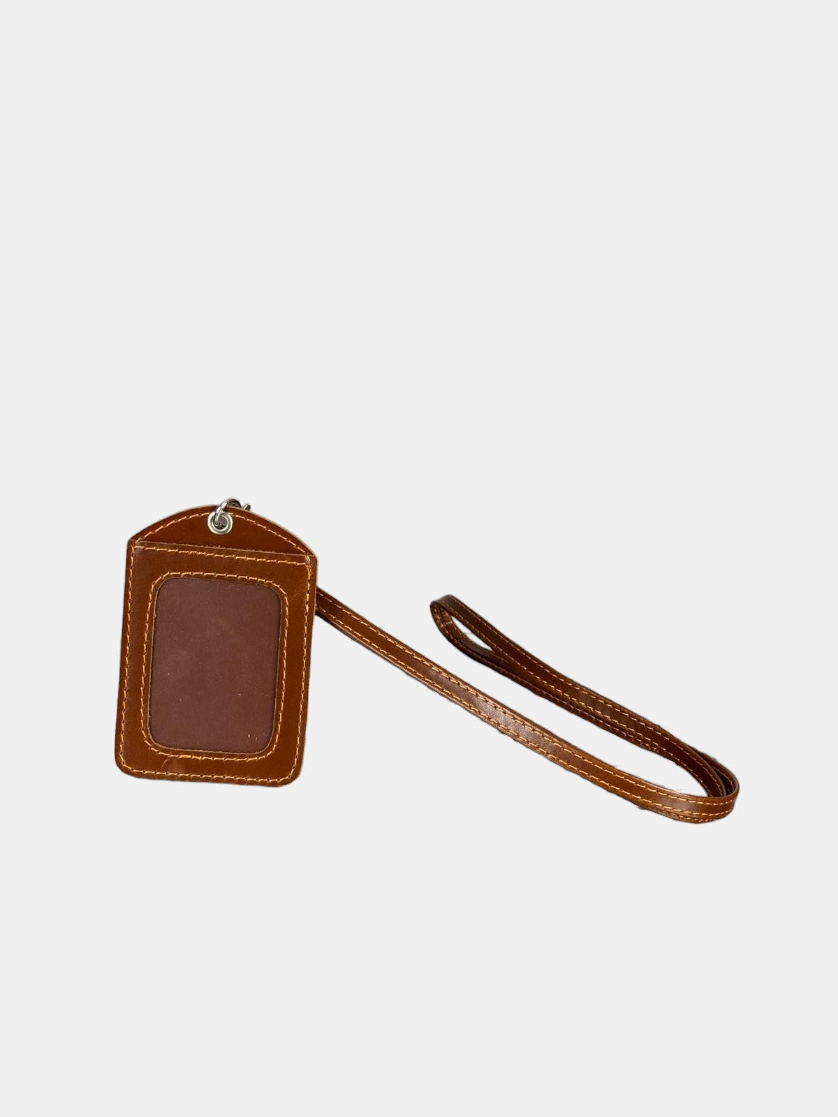 Personalized Genuine Leather Badge Holder with Lanyard • Custom ID Holder, Work Identity Sleeve