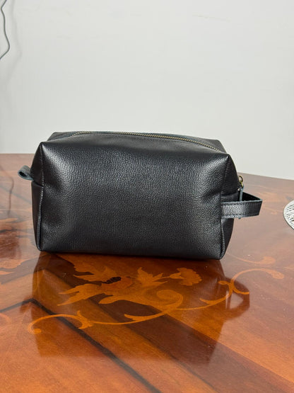 Genuine Waxed Leather Toiletry Bag, Unisex Dopp Kit Travel Wash Bag