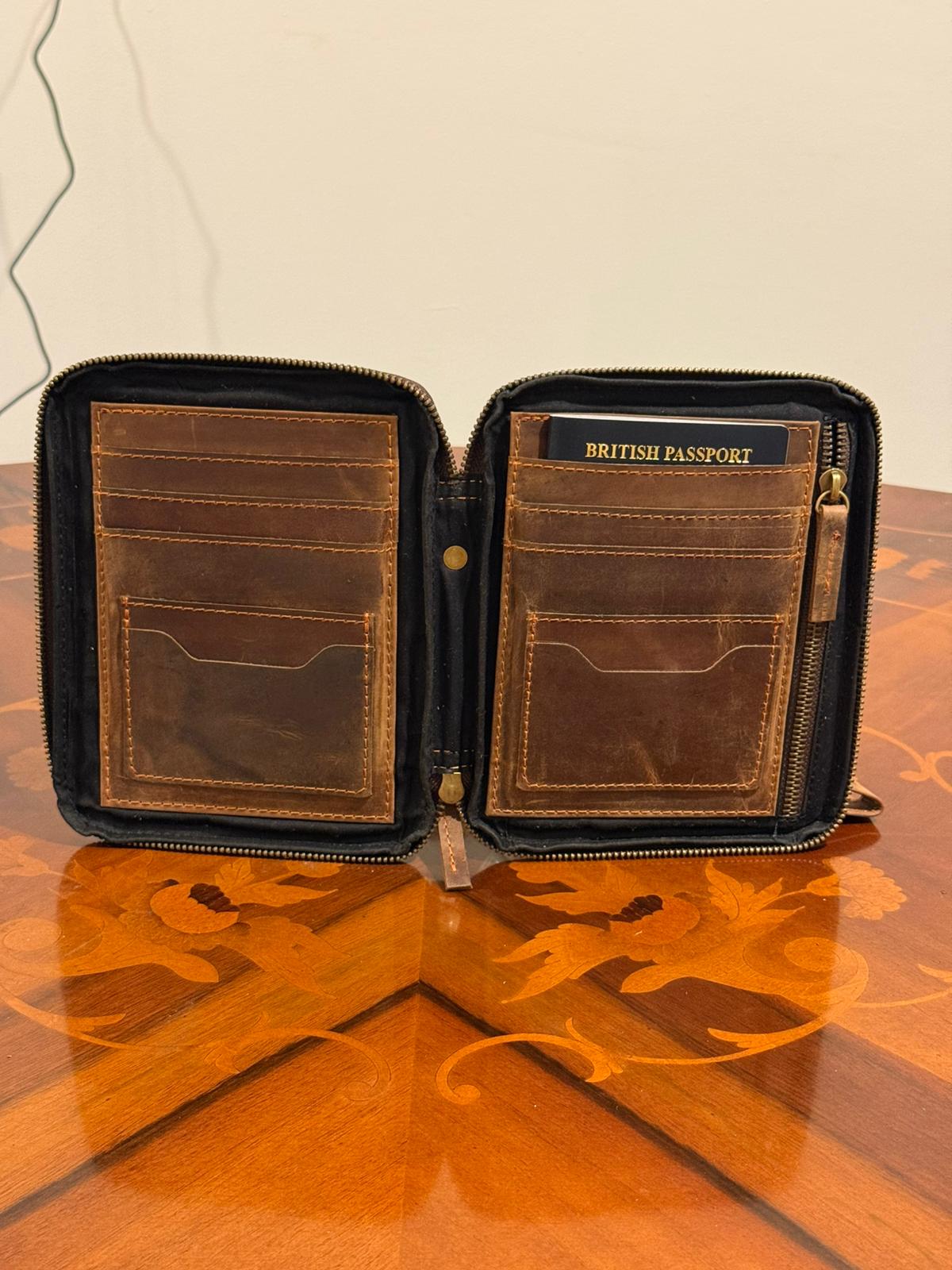 Genuine Leather Handcrafted Family Passport Holder Travel Wallet