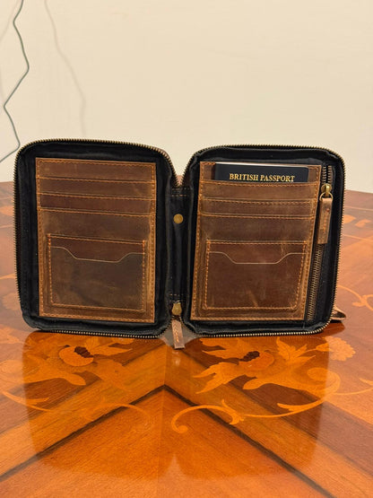 Genuine Leather Handcrafted Family Passport Holder Travel Wallet