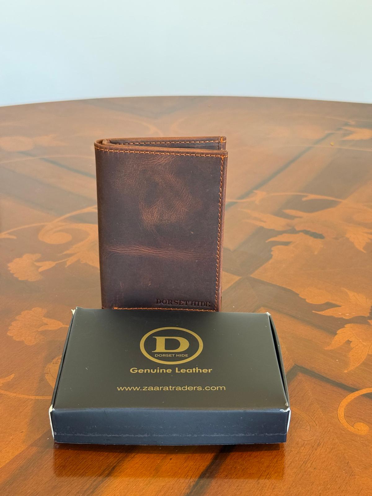 Genuine Waxed Leather RFID Slim Wallet Minimalist Bifold Card Holder