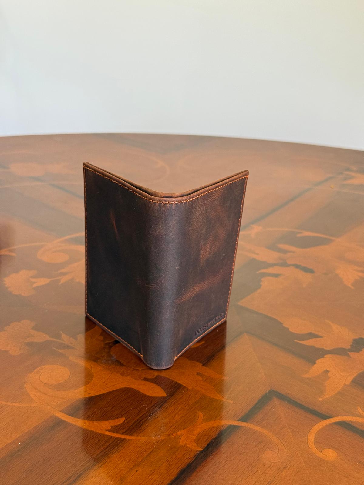 Genuine Waxed Leather RFID Slim Wallet Minimalist Bifold Card Holder