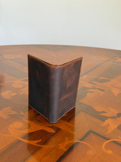 Genuine Waxed Leather RFID Slim Wallet Minimalist Bifold Card Holder