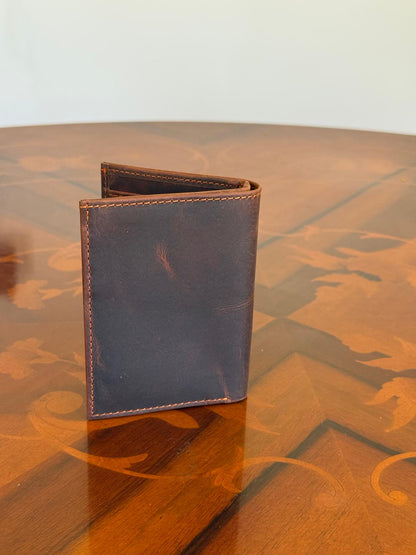 Genuine Waxed Leather RFID Slim Wallet Minimalist Bifold Card Holder